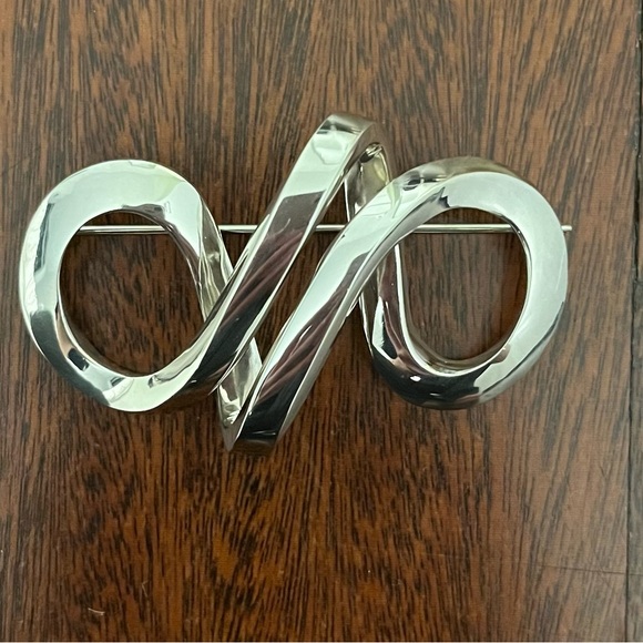 Patricia Von Musulin Vintage Sterling Silver Abstract Infinity Brooch - Picture 1 of 8